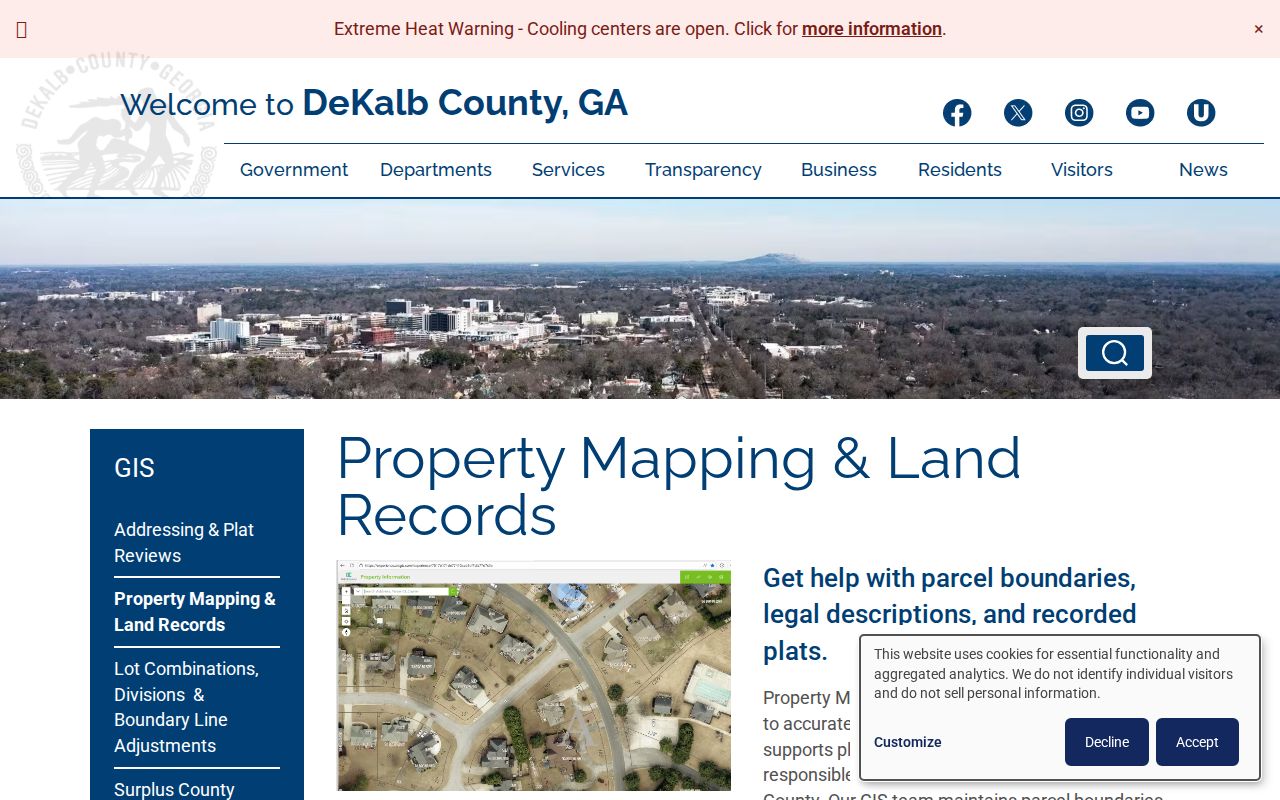 Dunwoody street directory county parcel mapping and land records page